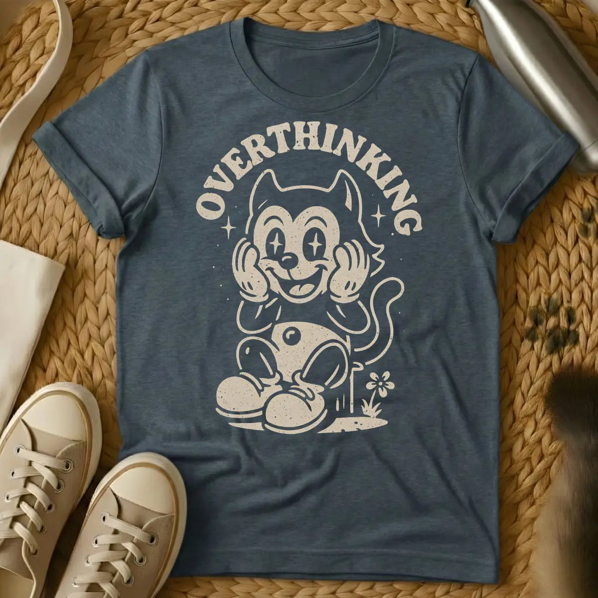Overthinker Cat Shirt - Dark Heather Cat T-Shirt