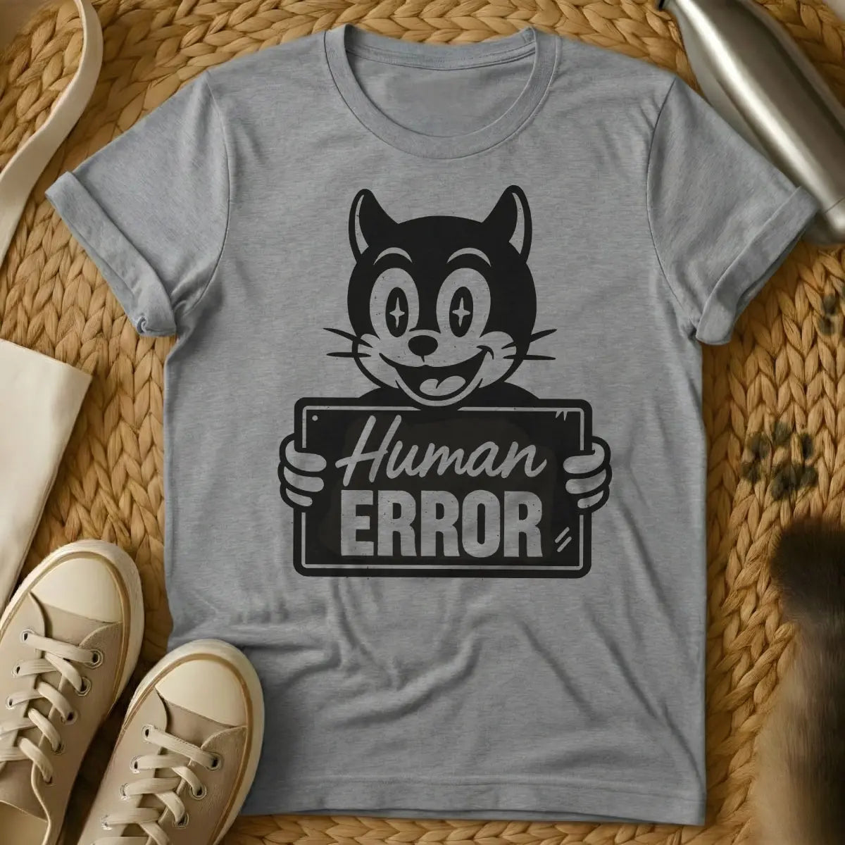 Human Error Cat Shirt - Gray Cat T-Shirt
