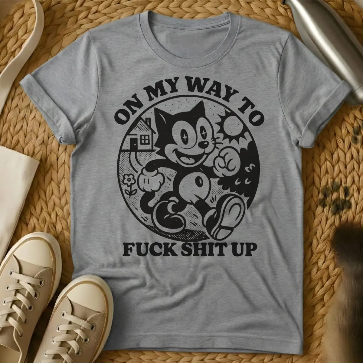 On My Way Shirt - Gray Cat T-Shirt