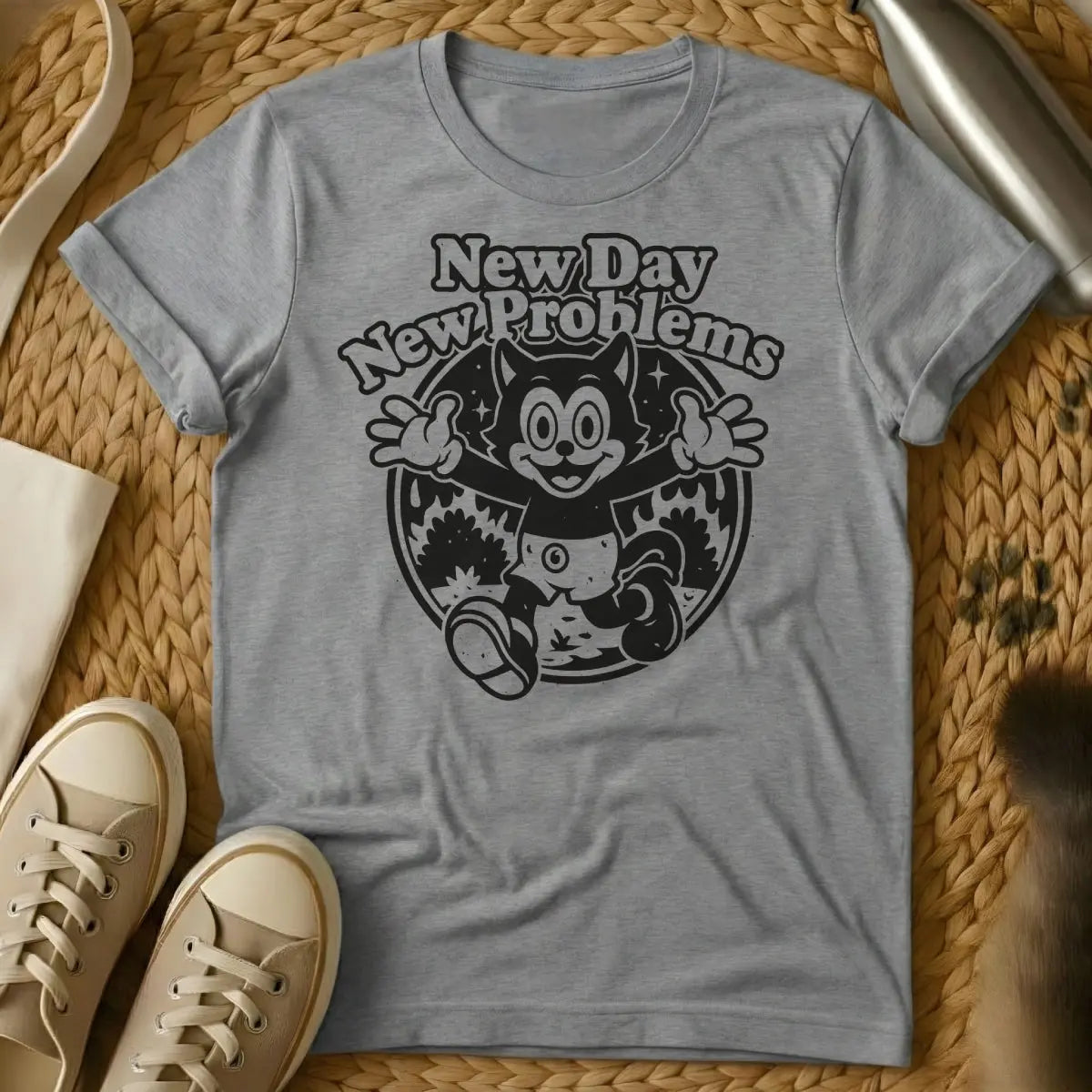 New Day Cat Shirt - Gray Cat T-Shirt