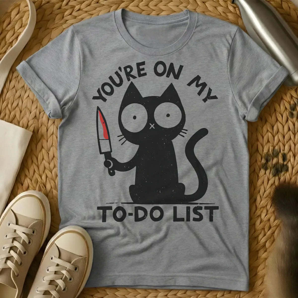 To Do List Cat Shirt - Gray Cat T-Shirt