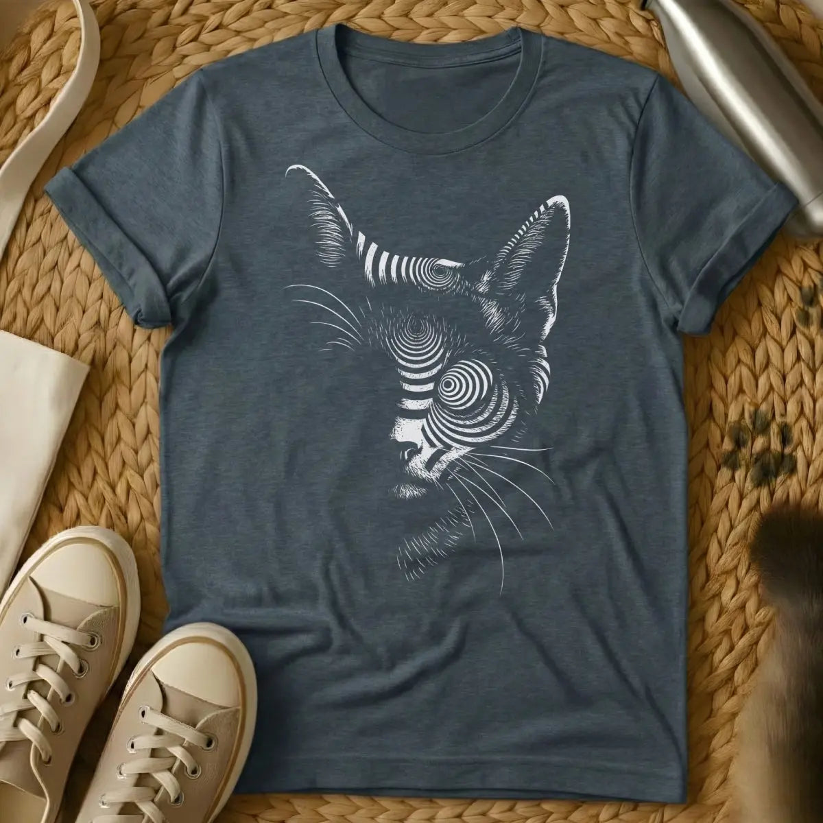 Psychedelic Cat T-Shirt - Dark Heather Cat T-Shirt
