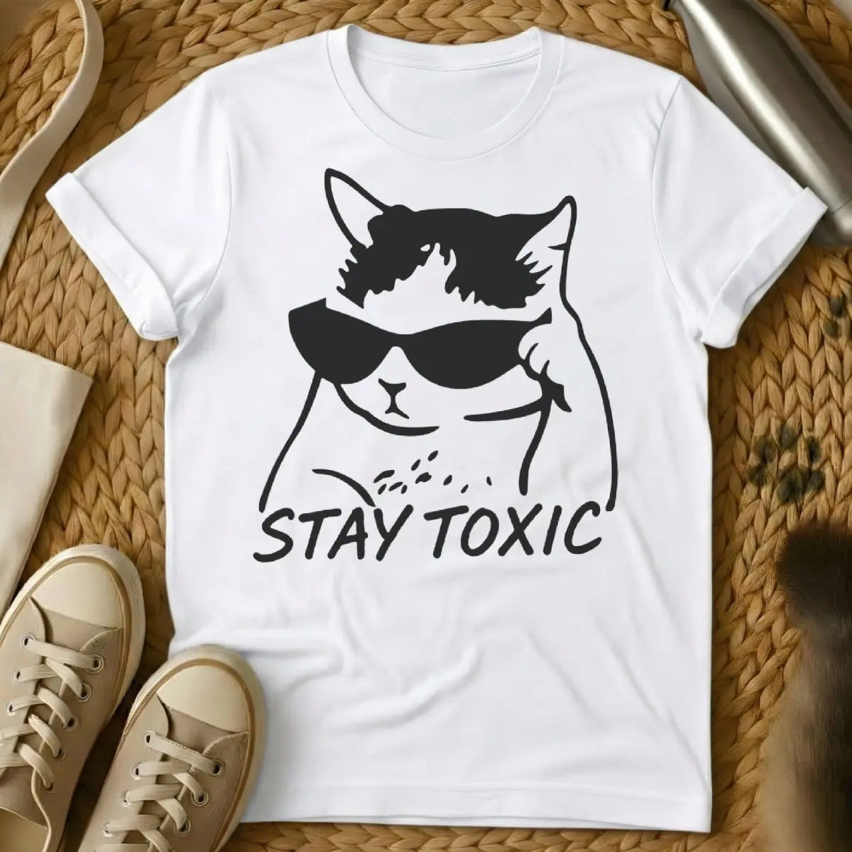 Toxic Cat Shirt - White Cat T-Shirt