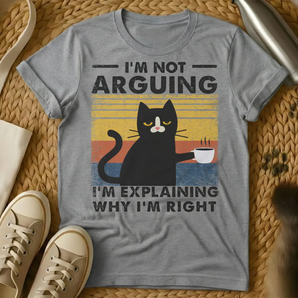 Always Right Cat Shirt - Gray T-Shirt - cat logic humor, cat parent relatability, feline superiority complex