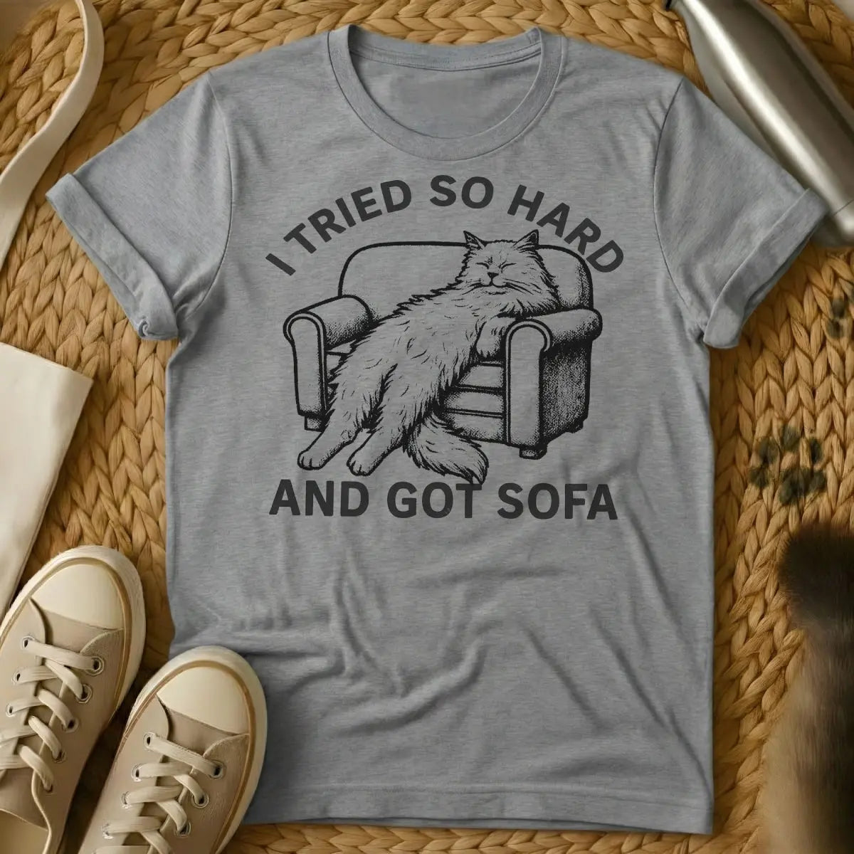 Sofa King Cat T-Shirt - Gray Cat T-Shirt