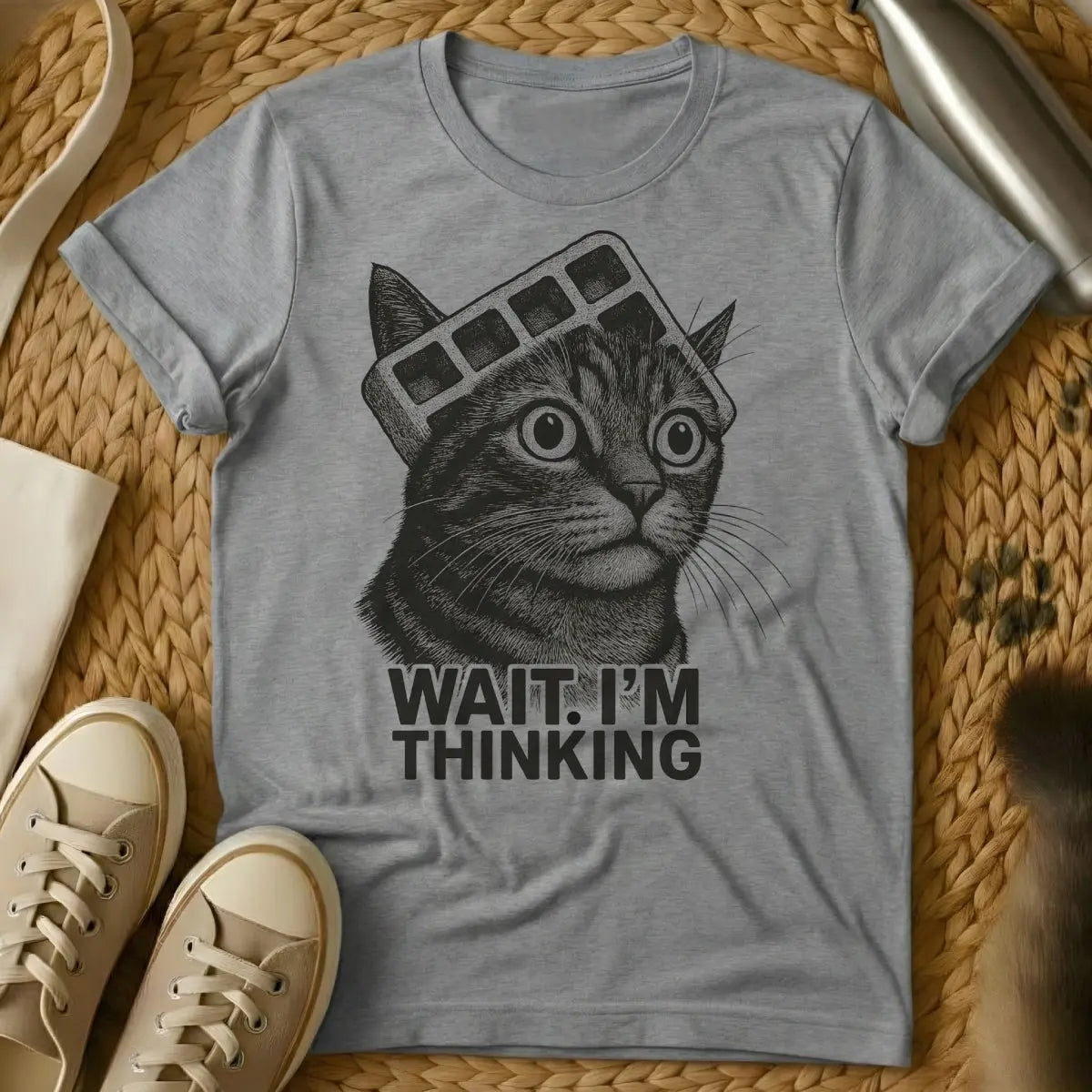 Think Cat T-Shirt - Gray Cat T-Shirt