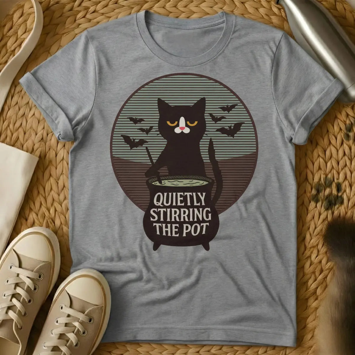 Stir the Pot Cat Shirt - Gray Cat T-Shirt