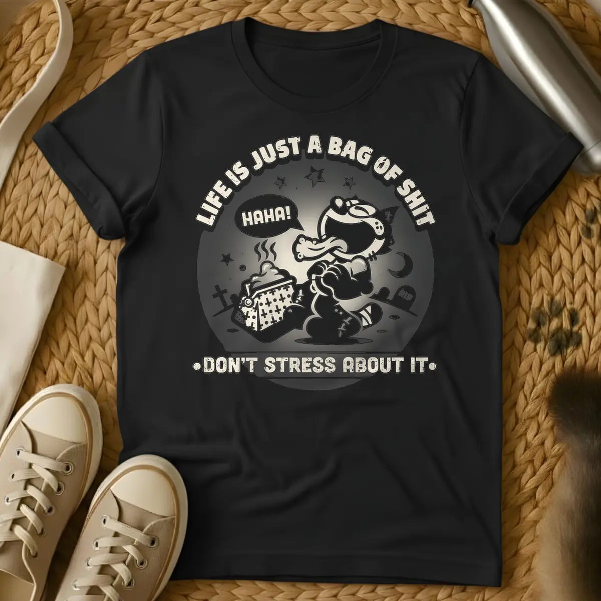 Black - t-shirt T-Shirt with Cat Graphic
