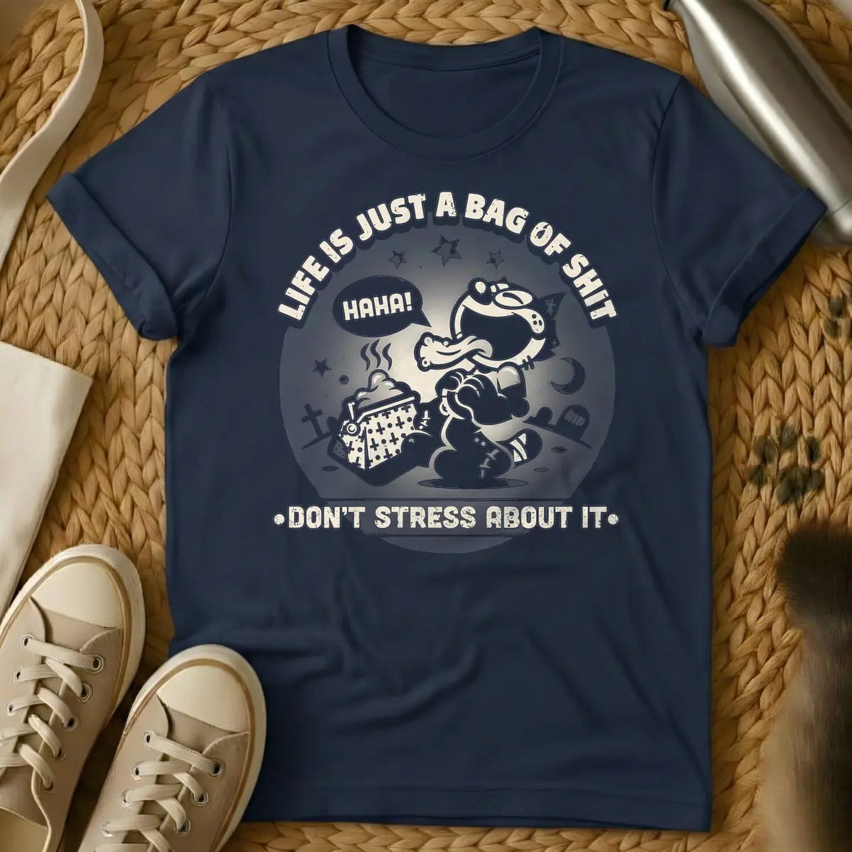Navy - t-shirt T-Shirt with Cat Graphic