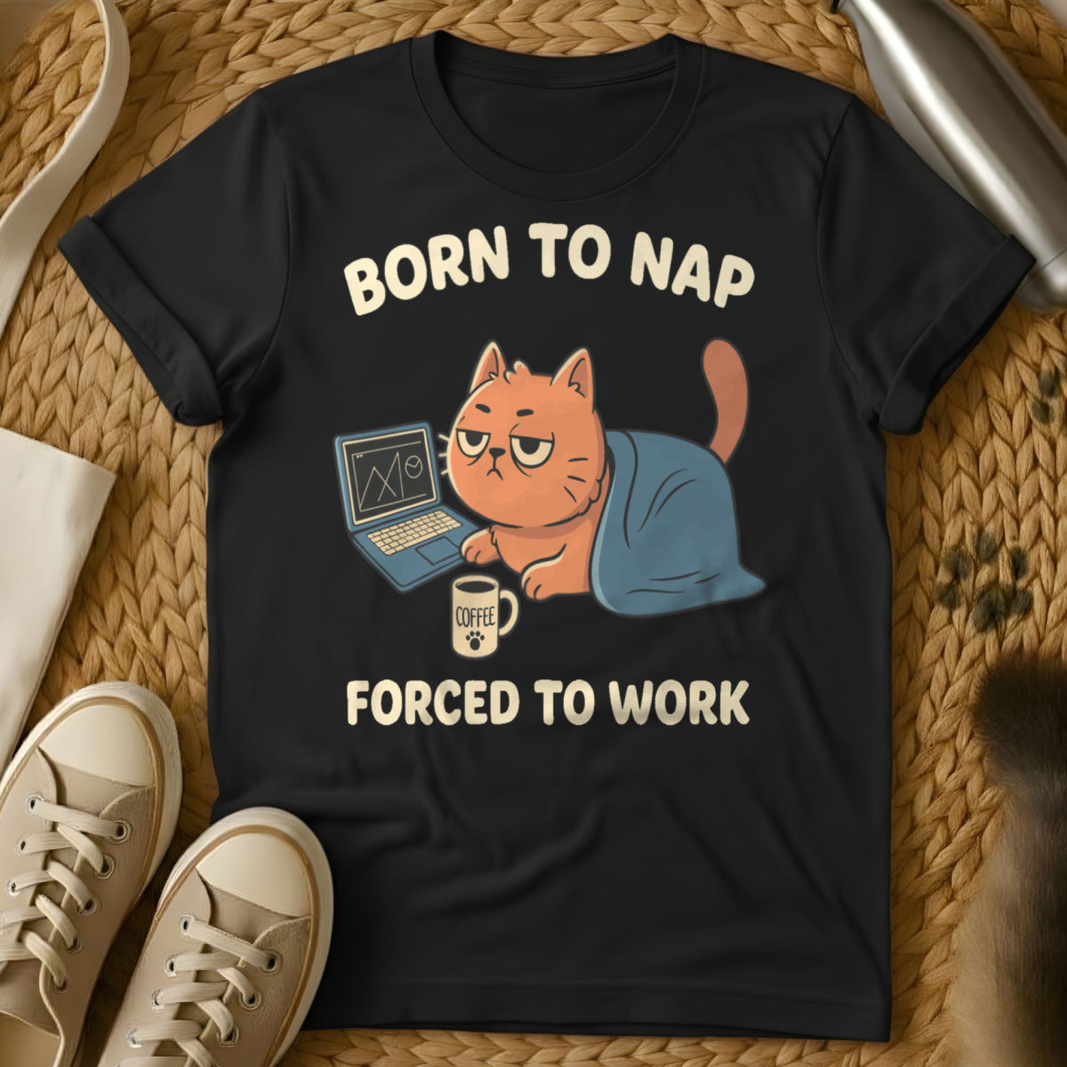 MewTee Black / S Born to Forced to | Cat Tee