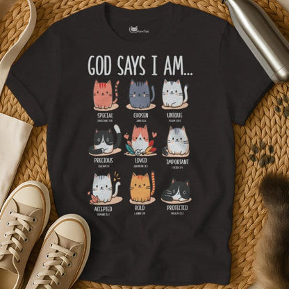 MewTee Black / S God Says I Am Shirt | Cat Tee