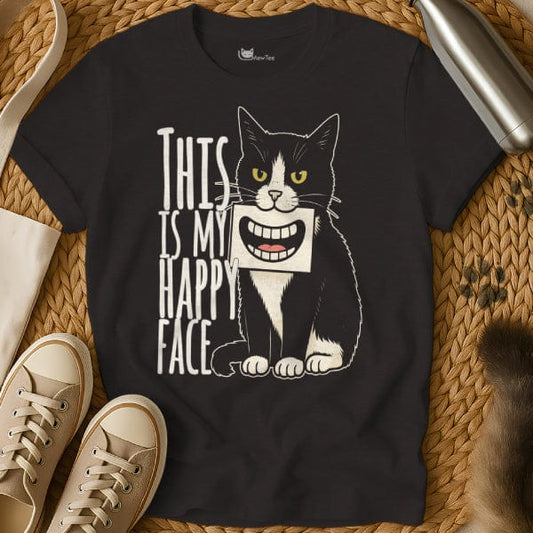 MewTee Black / S Happy Face Shirt | Cat Tee