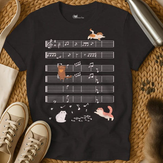 MewTee Black / S Music Notes Shirt | Cat Tee