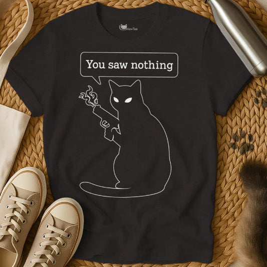 MewTee Black / S You Saw Nothing Cat Tee