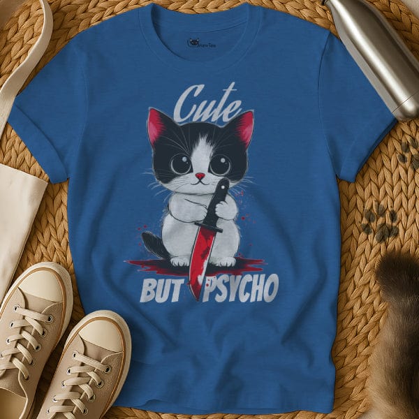 MewTee Blue / S Cute But Psycho Shirt | Cat Tee