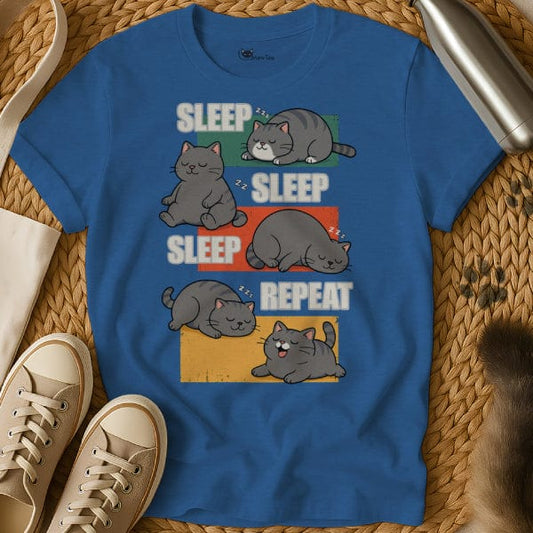 MewTee Blue / S Eat Sleep Repeat Shirt | Cat Tee