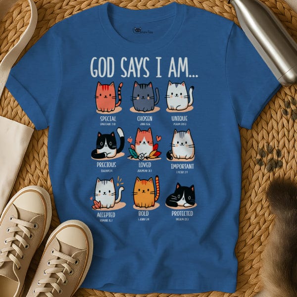 MewTee Blue / S God Says I Am Shirt | Cat Tee
