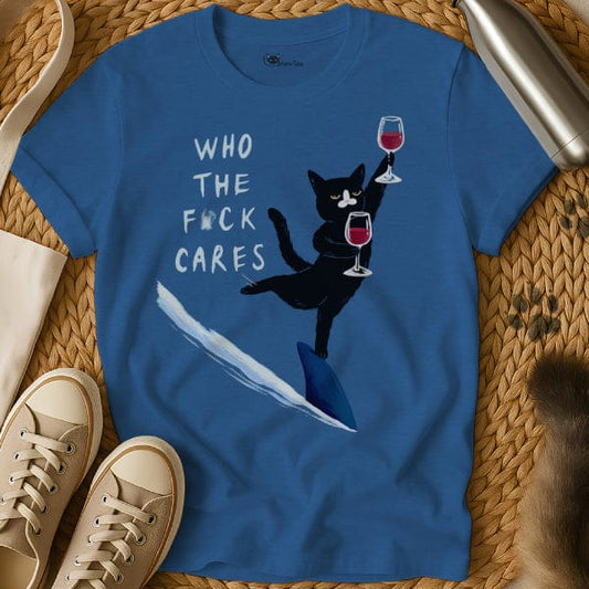 MewTee Blue / S Who Cares Shirt | Cat Tee