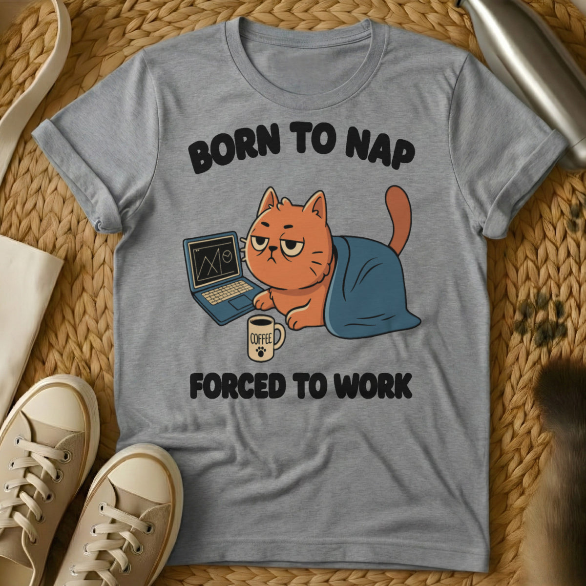 MewTee Gray / S Born to Forced to | Cat Tee
