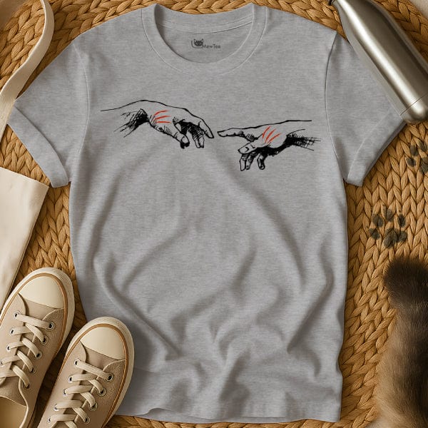MewTee Gray / S Creation Of Adam Shirt | Cat Tee