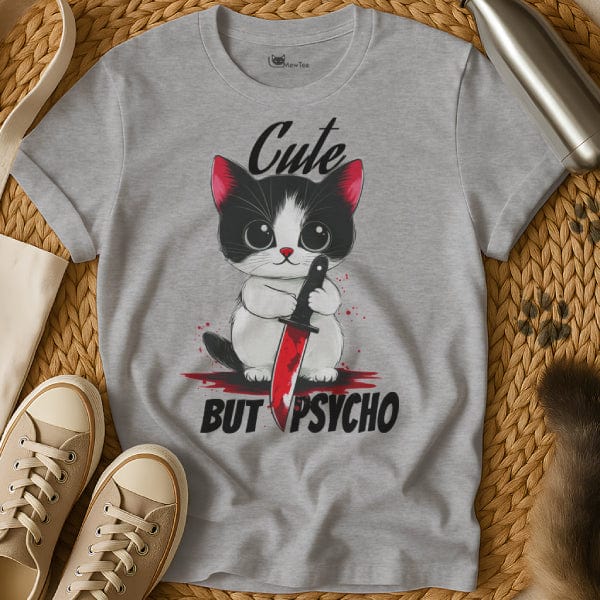MewTee Gray / S Cute But Psycho Shirt | Cat Tee