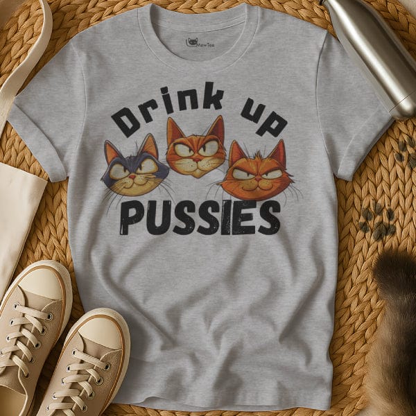 MewTee Gray / S Drink Up Shirt | Cat Tee