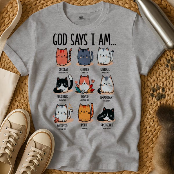 MewTee Gray / S God Says I Am Shirt | Cat Tee