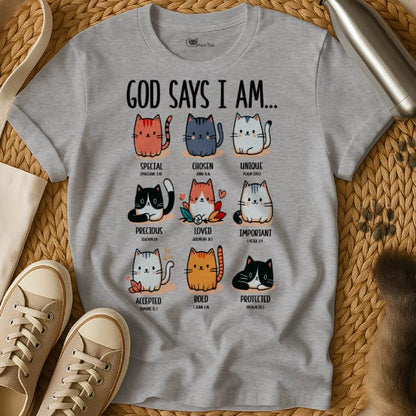 MewTee Gray / S God Says I Am Shirt | Cat Tee