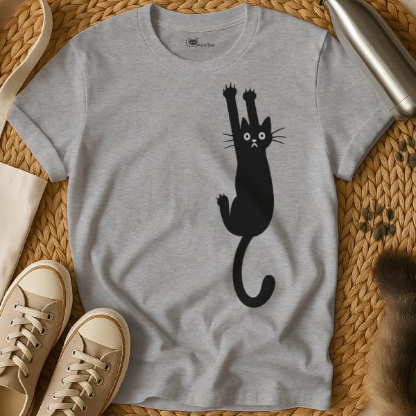 MewTee Gray / S Hanging Cat Tee