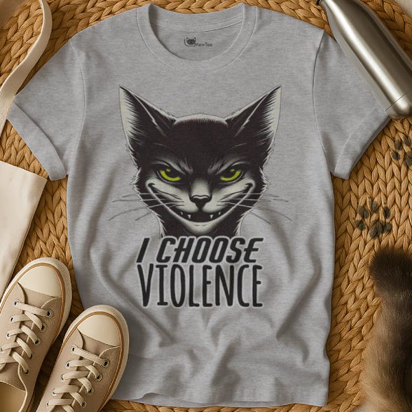 MewTee Gray / S I Choose Violence Shirt | Cat Tee