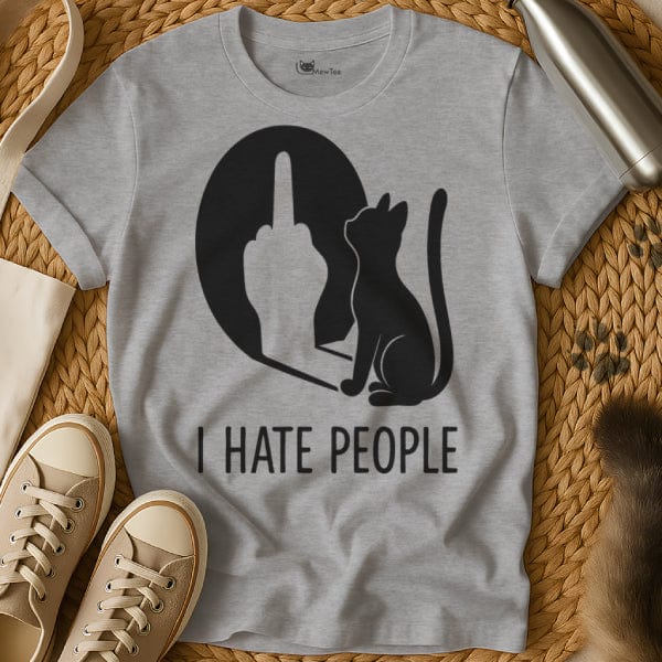 MewTee Gray / S I Hate People T Shirt | Cat Tee