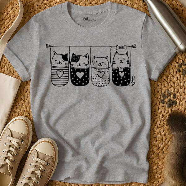 MewTee Gray / S Kitty In Pocket Shirt | Cat Tee