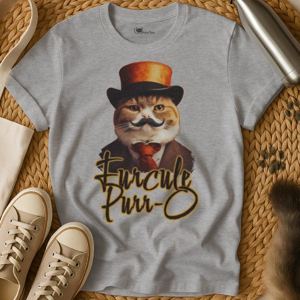 MewTee Gray / S Poirot Shirt | Cat Tee