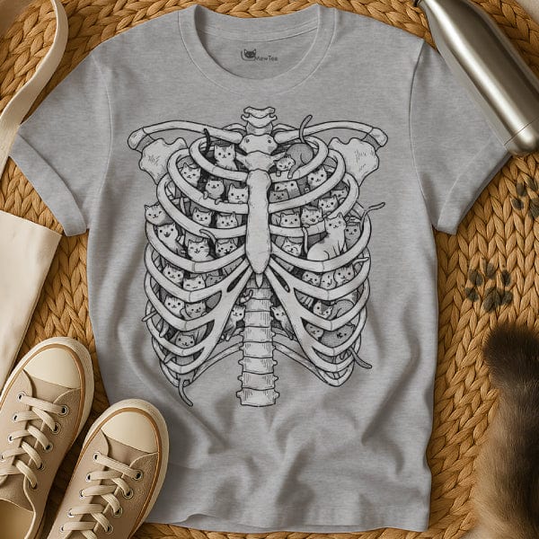 MewTee Gray / S Ribcage Shirt | Cat Tee