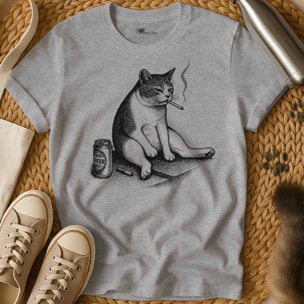 MewTee Gray / S Smoking Cat Meme Tee