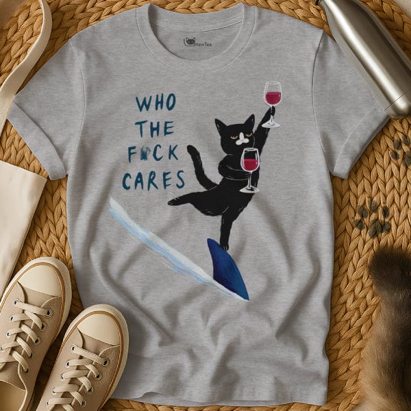 MewTee Gray / S Who Cares Shirt | Cat Tee