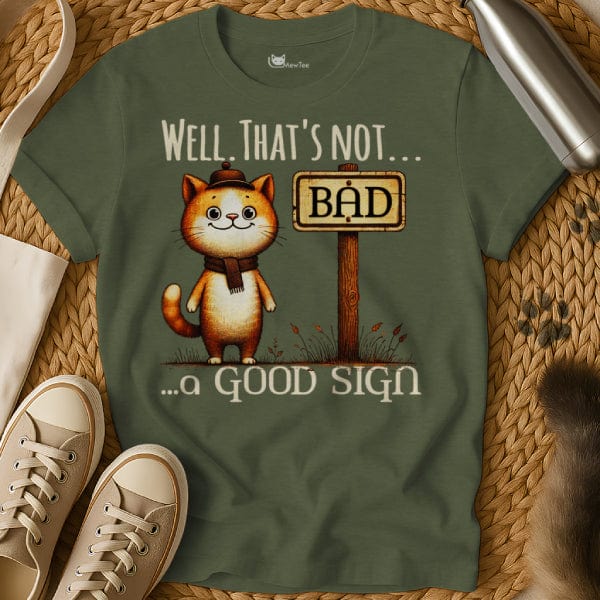 MewTee Military Green / S Bad Sign Shirt | Cat Tee