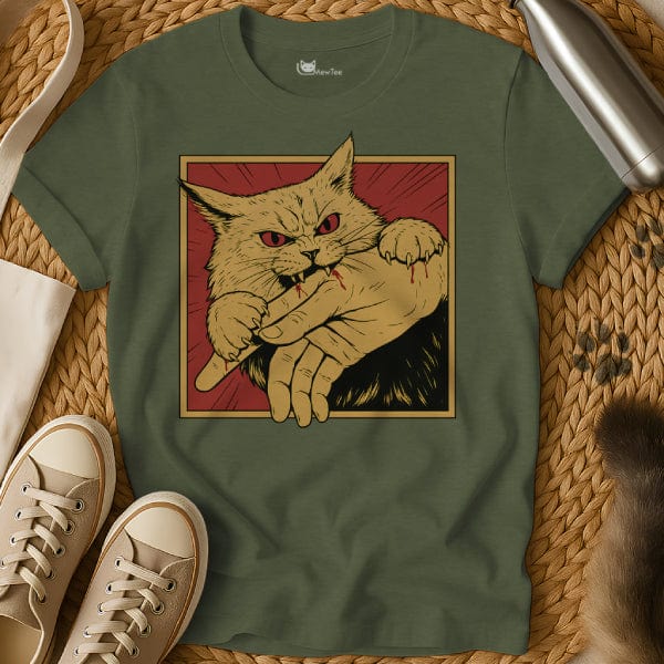 MewTee Military Green / S Bite Shirt | Cat Tee