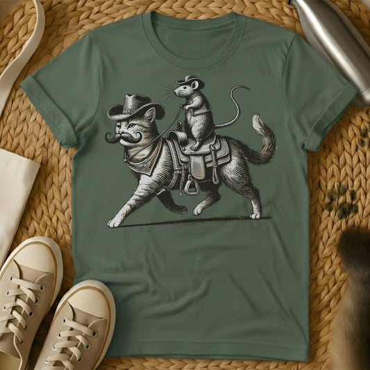 MewTee Military Green / S Cat And Rat Shirt | Cat Tee