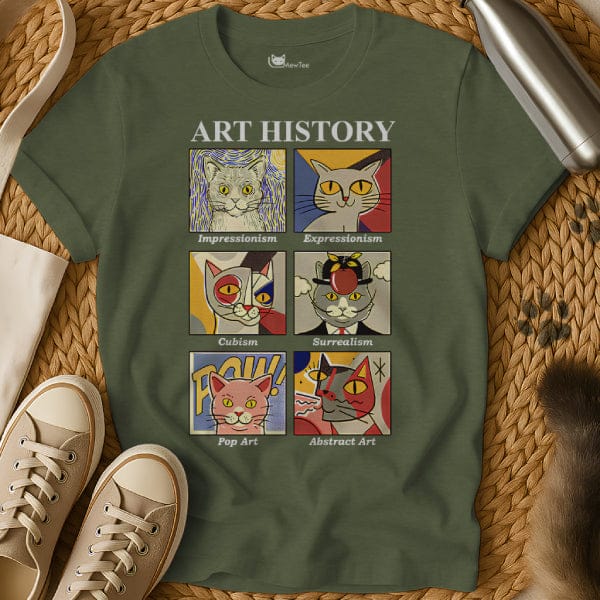 MewTee Military Green / S Cat Art Shirt