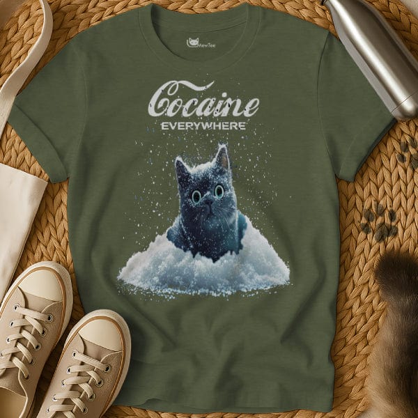 MewTee Military Green / S Cat in Snow | Cat Tee