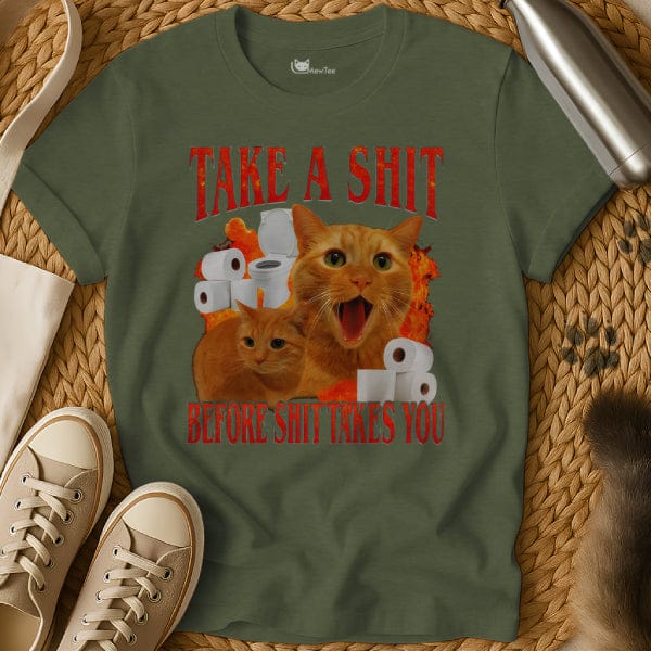MewTee Military Green / S Cat Shit Shirt