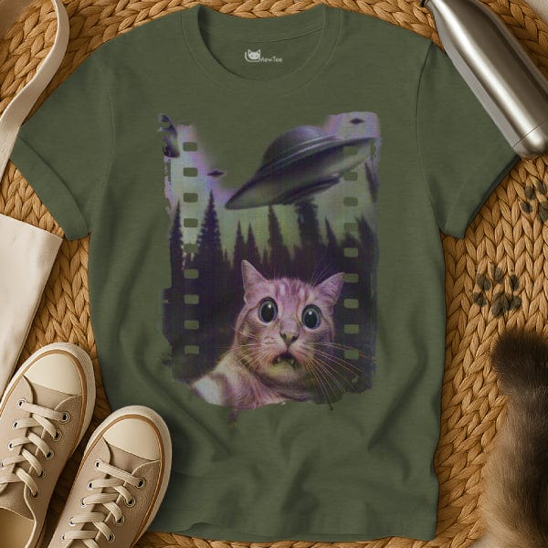 MewTee Military Green / S Cat UFO Shirt | Cat Tee