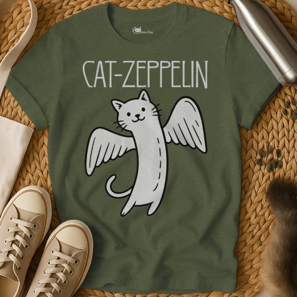 MewTee Military Green / S Cat Zeppelin T Shirt