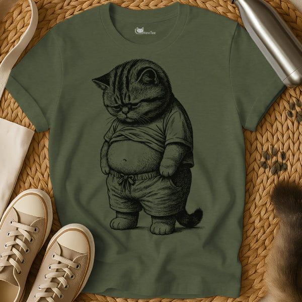 MewTee Military Green / S Chubby Cat Shirt
