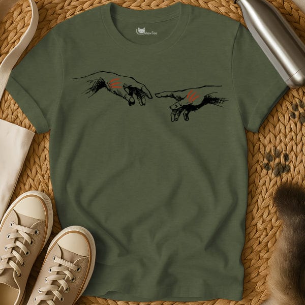 MewTee Military Green / S Creation Of Adam Shirt | Cat Tee