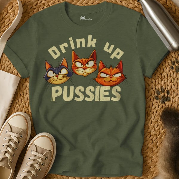 MewTee Military Green / S Drink Up Shirt | Cat Tee
