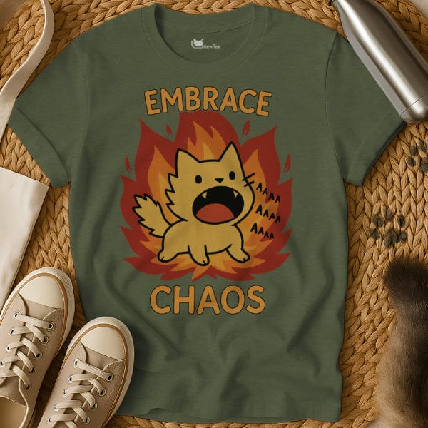 MewTee Military Green / S Embrace The Chaos Shirt | Cat Tee