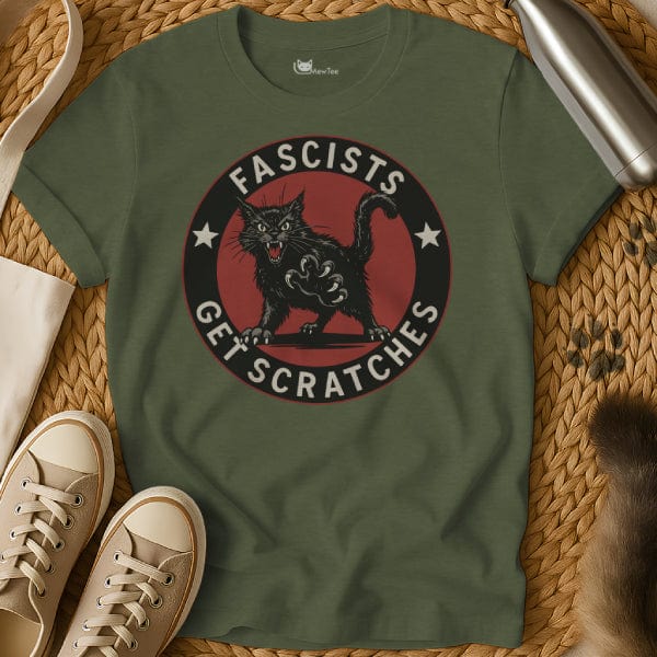 MewTee Military Green / S Fascists Get Scratches Shirt