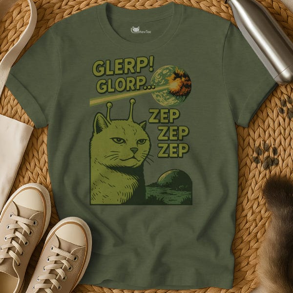 MewTee Military Green / S Gleep Glorp Cat Tee